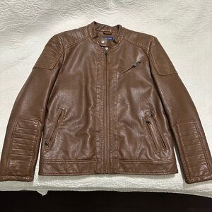 Men's Brown Faux Leather Jacket